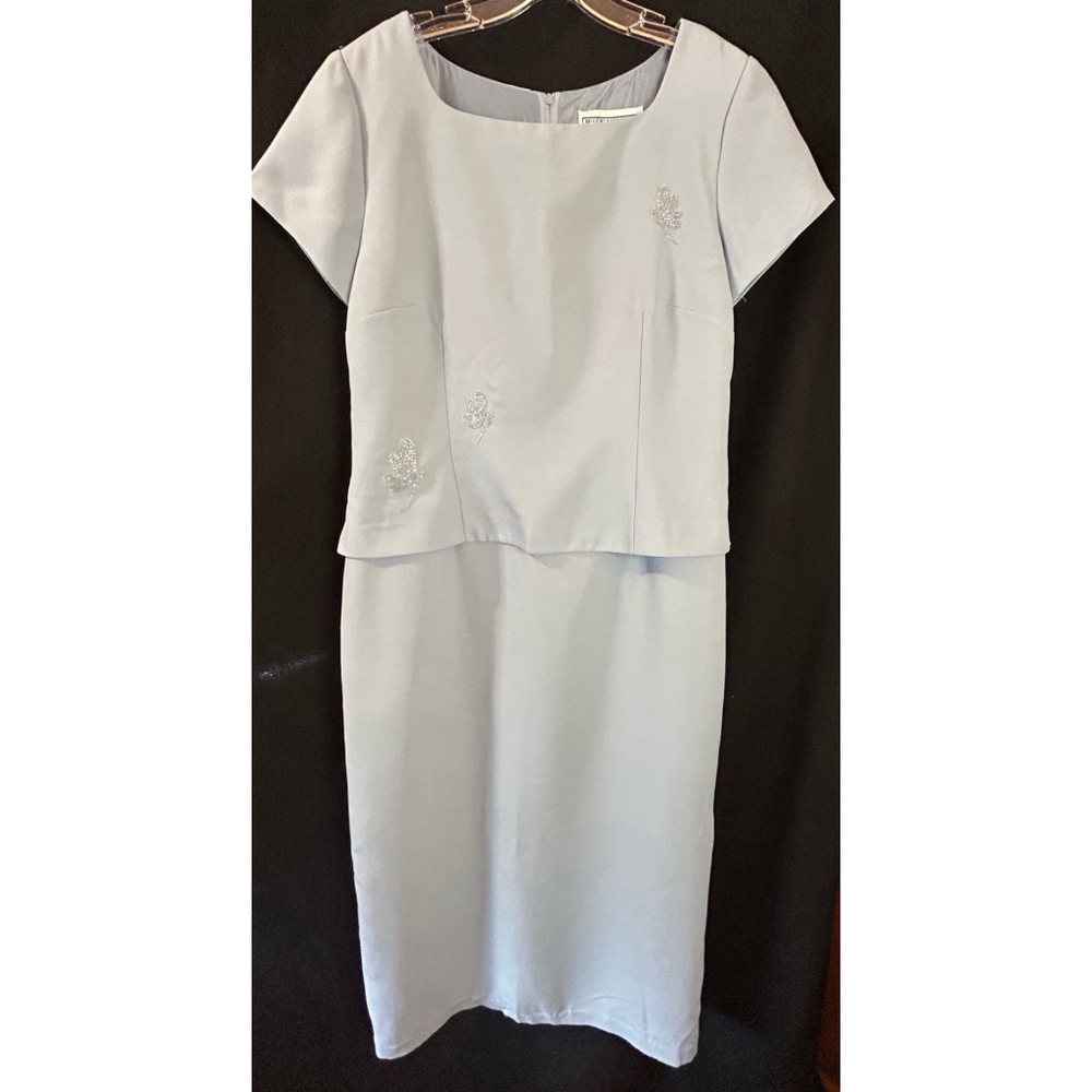Jessica Howard Dress Womens 16 Periwinkle Beaded Butterflies Formal Mother MOB